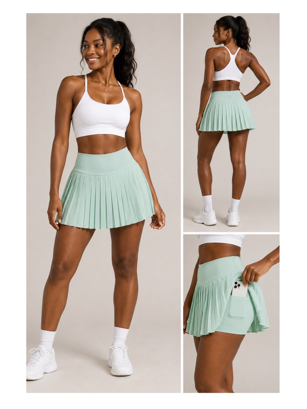 CRZ YOGA Feathery-Fit Pleated Tennis Skort Mint Green M 8/10